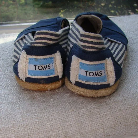 Toms Striped Casual Slip On Loafer Espadrille Flats blue Canvas, Size 6.5 - Picture 4 of 4